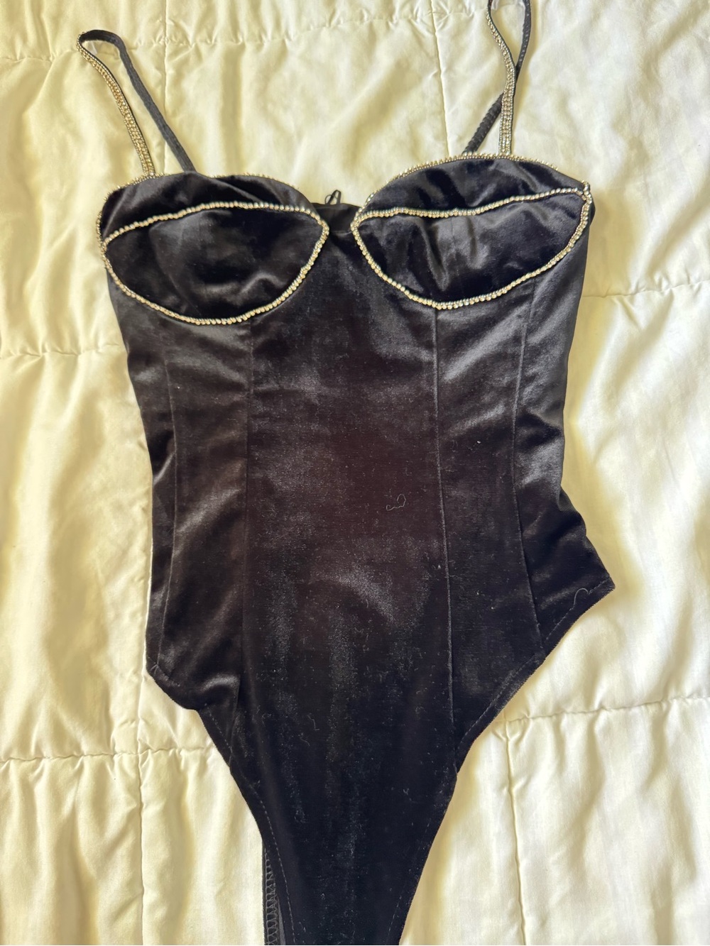 Zara Black Velvet Evening Dress with Beaded Trim